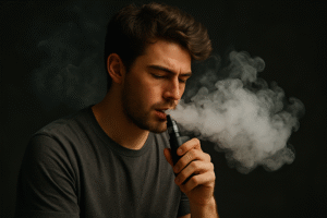 A Man is vaping